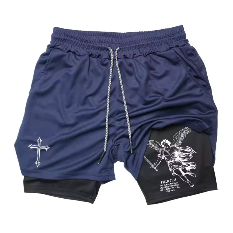 Century Faith Dark Blue and Black Athletic Shorts